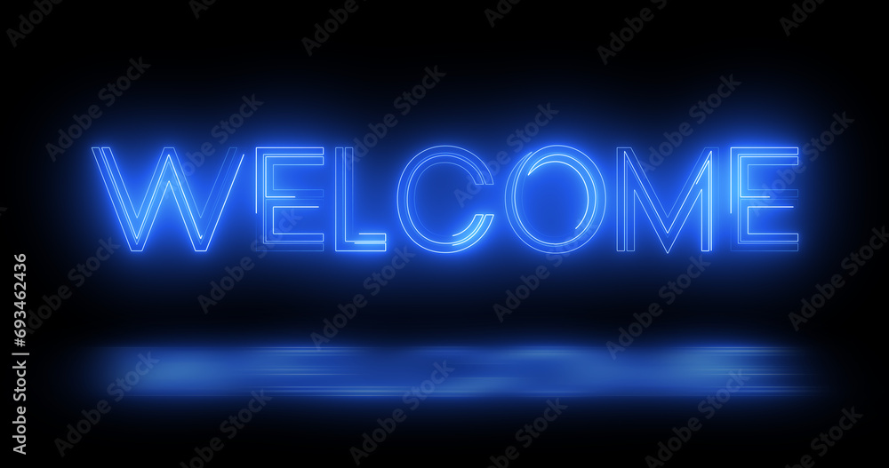 Welcome neon sign board retro style animation in black background. Welcome title greeting motion graphic invitation advertisement glowing trendy message. Welcome outline. Welcome neon sign board retro style animation in black background. Welcome title greeting motion graphic invitation advertisement glowing trendy message. Welcome outline.