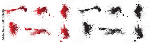 Blood splatter black background set. Set of red blood or paint splatter background. ink splashes
