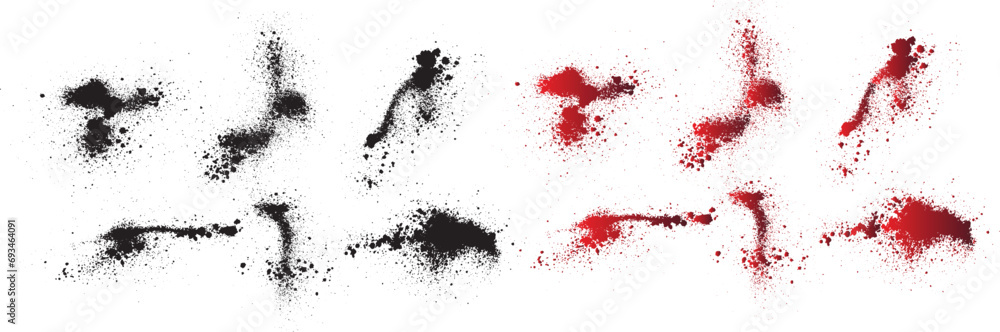 Blood splash black background set. Red ink splatter blood vector collection. red ink splat background
