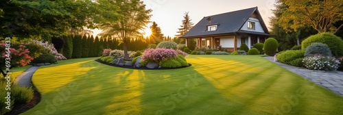 Beautiful manicured lawn photo