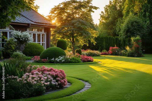 Beautiful manicured lawn photo