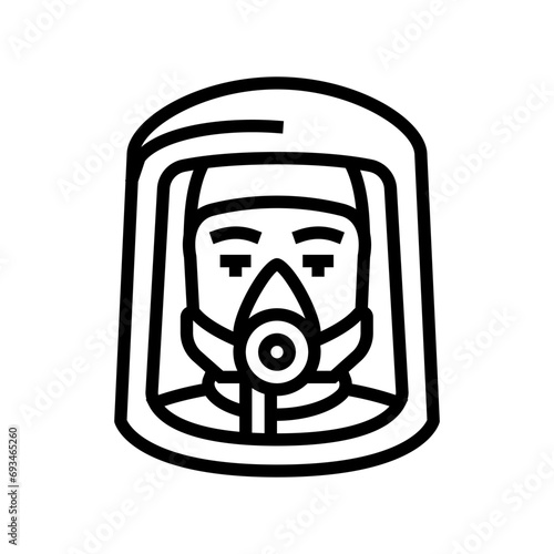 radioactive mask face line icon vector. radioactive mask face sign. isolated contour symbol black illustration
