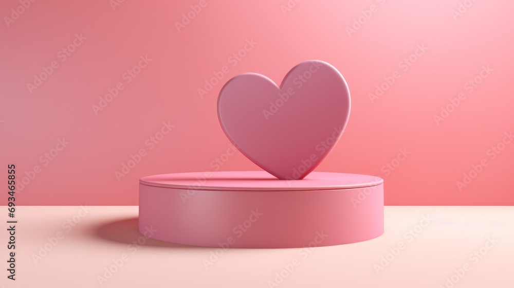 love background concept Create a scene with podium geometry for a Valentine's Day event. 3D rendering. Text space.