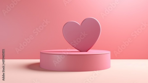 love background concept Create a scene with podium geometry for a Valentine's Day event. 3D rendering. Text space.