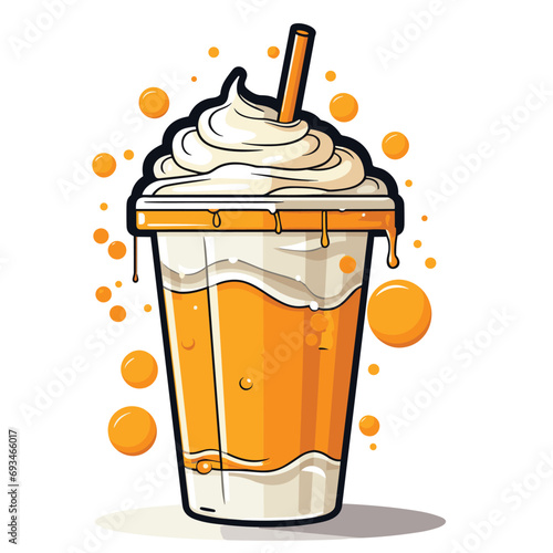 orange ice cream milk shake vector