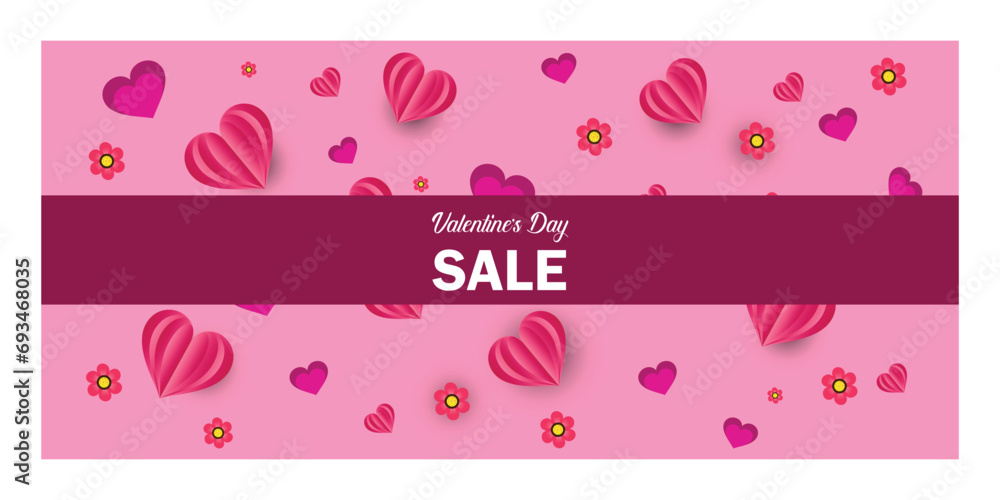 Valentines day sale background with Pink hearts Valentines day sale background with Pink hearts