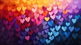 Valentine's day gradient background with colorful small hearts. Vector illustration. Concept love, Valentine day greeting card, copy space 