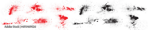Vector black paint blood splash design set. Realistic red crime blood illustration set. red and black brush stroke photo