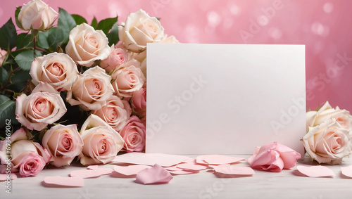 Blank paper surrounded by pink roses, bright and beautiful, for Valentine's Day, important holidays. © 9KHOU