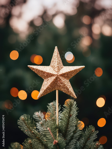 Christmas star on top of the tree