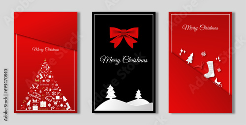 Obraz na płótnie Merry Christmas modern design with winter elements, vector illustration. Merry Christmas, Santa Claus, christmas tree. Set of elegant banner w salonie
