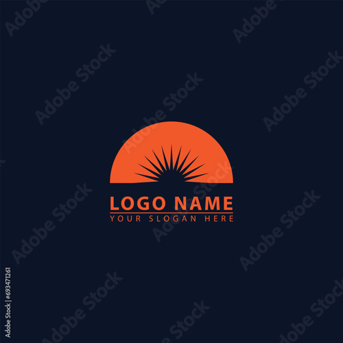 Half sun vector icon logo. Sun flat design logo icon for business, travel and industry.