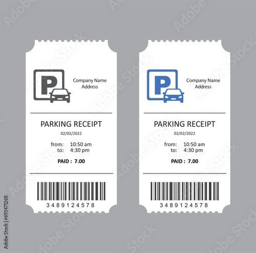 Set of parking tickets. Flat illustration, vector, icon.