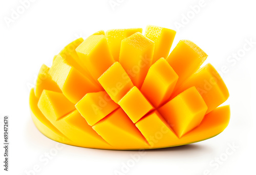 Sliced mango isolated on white background