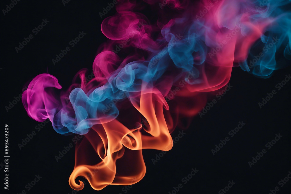 Obraz premium Colorful smoke on black. Abstract colored smoke background. Dark abstract background. AI generated
