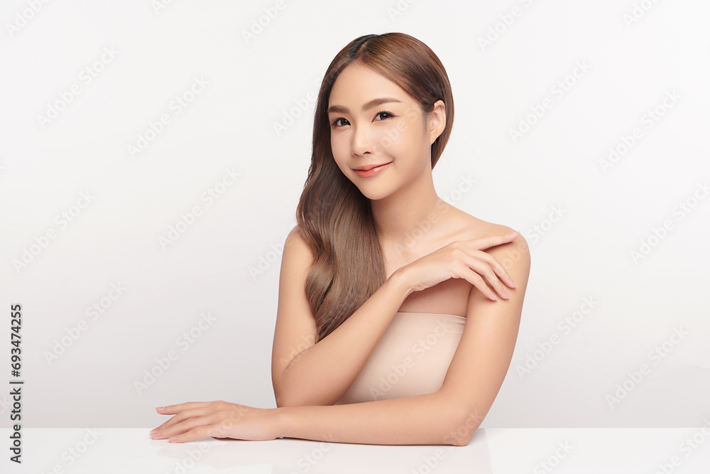Beautiful young asian woman with clean fresh skin on white background, Face care, Facial treatment, Cosmetology, beauty and spa, Asian women portrait. Beautiful young asian woman with clean fresh skin on white background, Face care, Facial treatment, Cosmetology, beauty and spa, Asian women portrait.