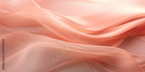 Abstract Flowing soft peach waves with a silky texture. Peach Fuzz color, the trend of 2024.