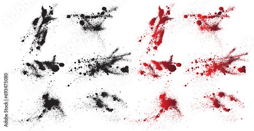 Blood drip red isolated splash vector background collection. Blood black spatter splash bloodstain collection photo