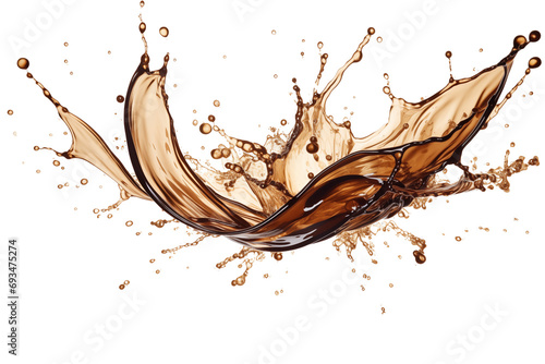 A graphic resource featuring a floating coffee splash with its characteristic hue, available in PNG format photo