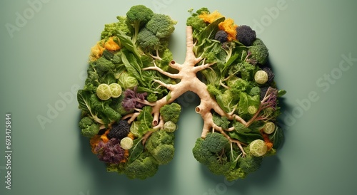 green vegetable concept into a lung shape photo