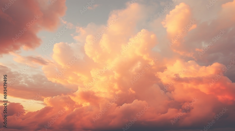 beautiful photography of clouds in the sky rich orange color grade. generative AI