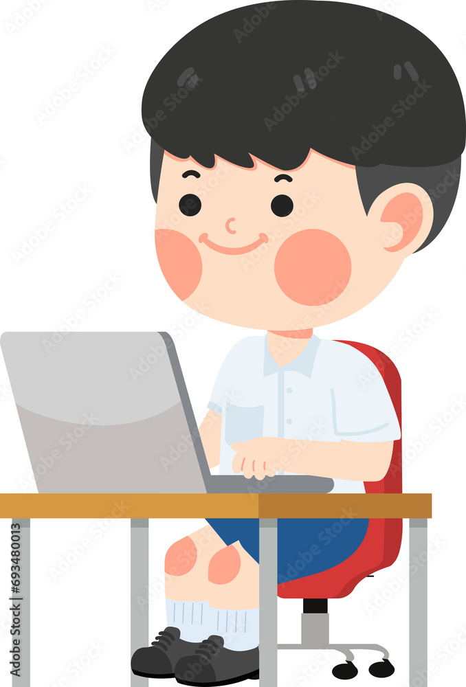 Cute student sitting at the laptop Cute student sitting at the laptop