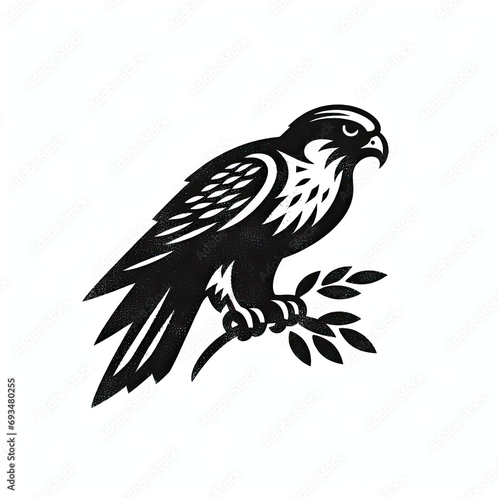 Fototapeta premium illustration of falcon, vintage grunge logo, ai generate
