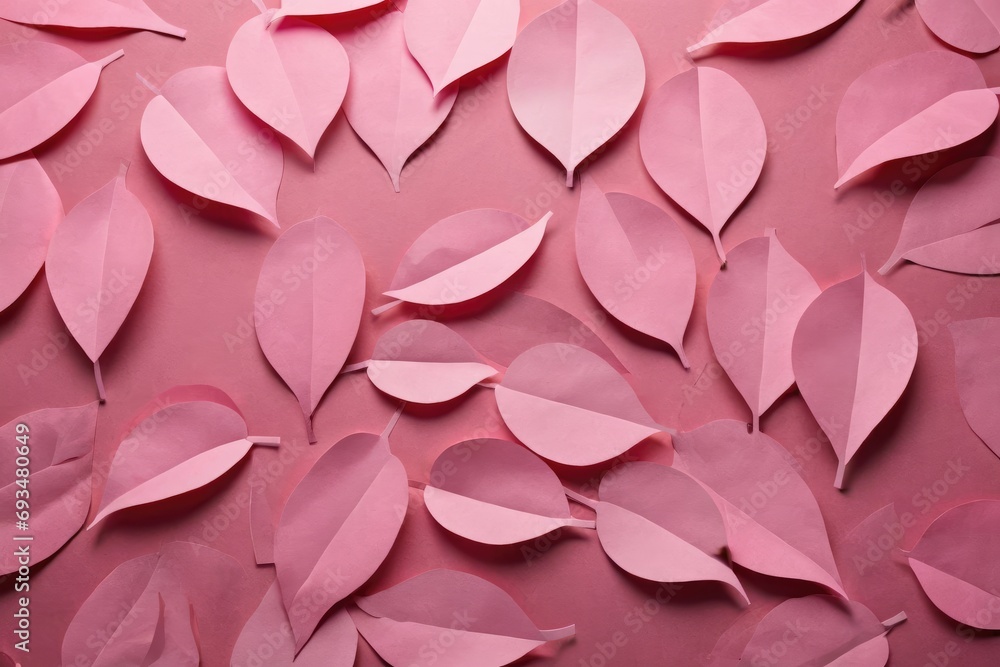 leaves made out of paper in pink shades