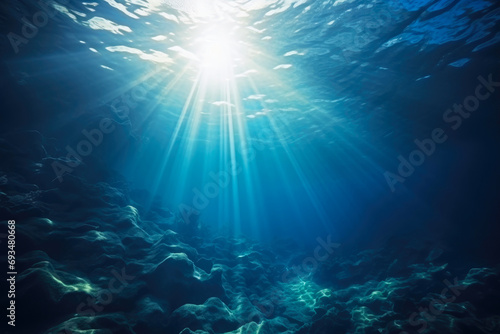 Mesmerizing Undersea Beauty: Sunlit Blue Waters Below