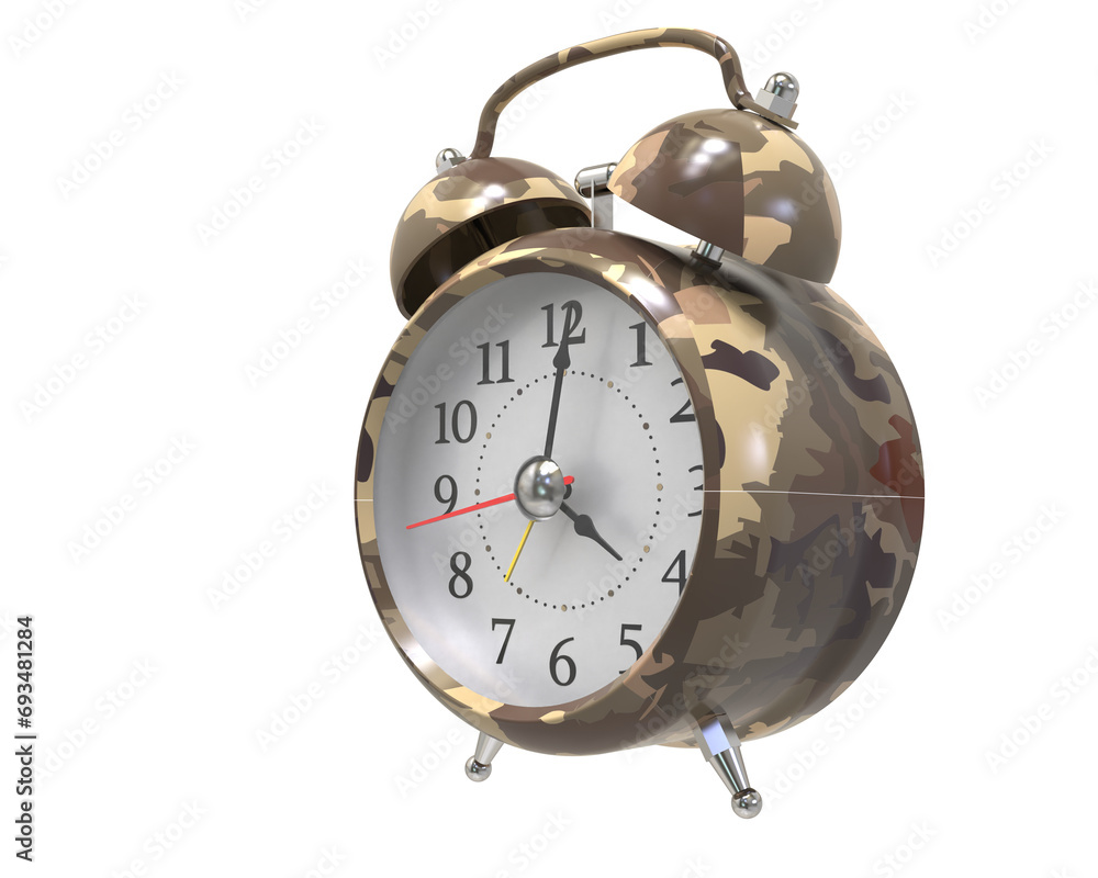 Alarm clock isolated on transparent background. 3d rendering - illustration Alarm clock isolated on transparent background. 3d rendering - illustration