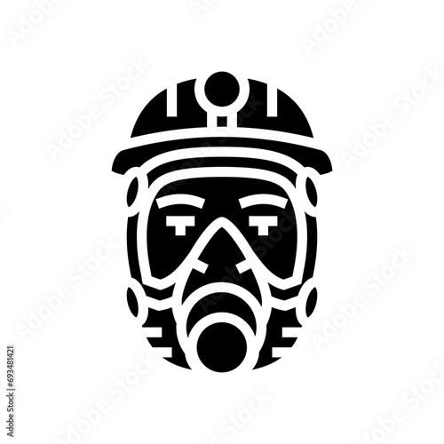 mining mask face glyph icon vector. mining mask face sign. isolated symbol illustration