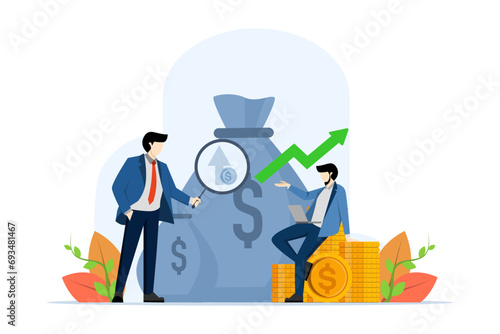 Investment Focus Concept. choose financial growth as an investment goal. Highlight strategic financial opportunities with greater growth potential. Flat vector illustration on white background.