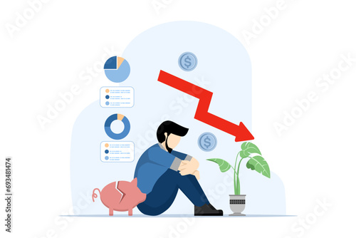 Concept of financial planning and budgeting. Debt management. Organization, tracking and payment of debts. Payment strategy development. Flat vector illustration on white background.