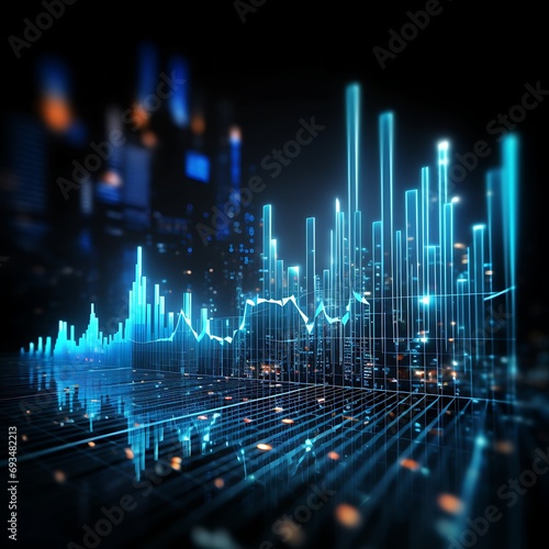 Financial stock market graph on technology abstract background. 3d rendering toned image © MdRahulHossain