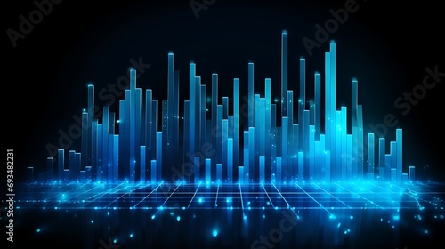 Financial stock market graph on technology abstract background. 3d rendering toned image