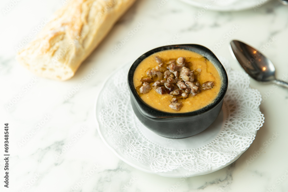 French soup with baguette French soup with baguette
