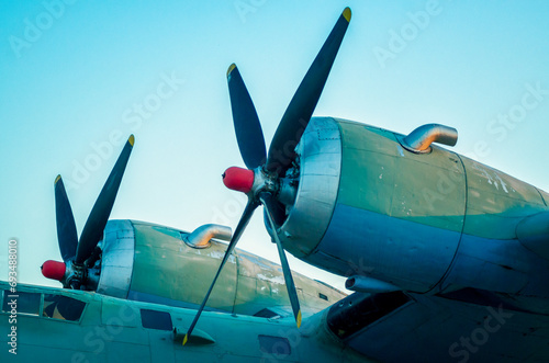 propeller blades of an old vintage cargo plane