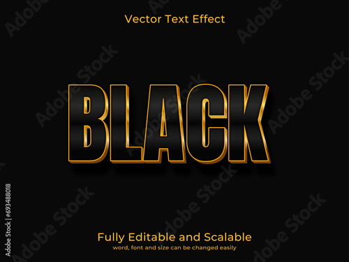 Stylish text effect with elegant black gold color