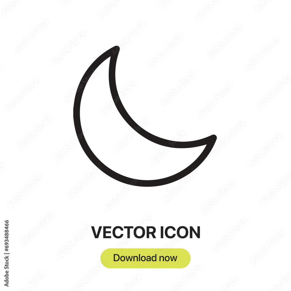 Moon icon vector. Linear-style sign for mobile concept and web design. Moon symbol illustration. Pixel vector graphics - Vector. Moon icon vector. Linear-style sign for mobile concept and web design. Moon symbol illustration. Pixel vector graphics - Vector.