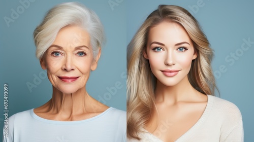 Youthful transformation  before and after rejuvenating beauty treatment for aging skin photo