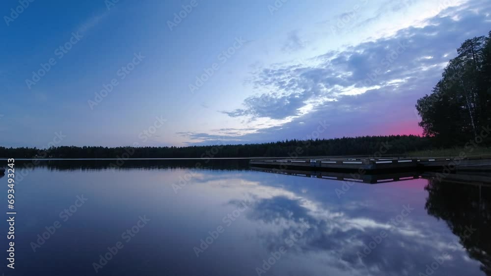 Time lapse of clouds rolling in the sky over a lake at sunset. Time lapse of clouds rolling in the sky over a lake at sunset.