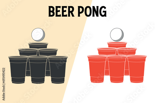 Beer pong vector beer pong cup illustration graphic