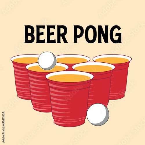 Beer pong vector beer pong cup illustration graphic