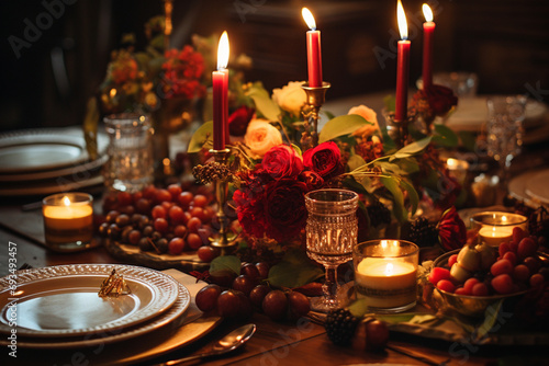 "Yuletide Love: Intimate Christmas Dinner for Two"
