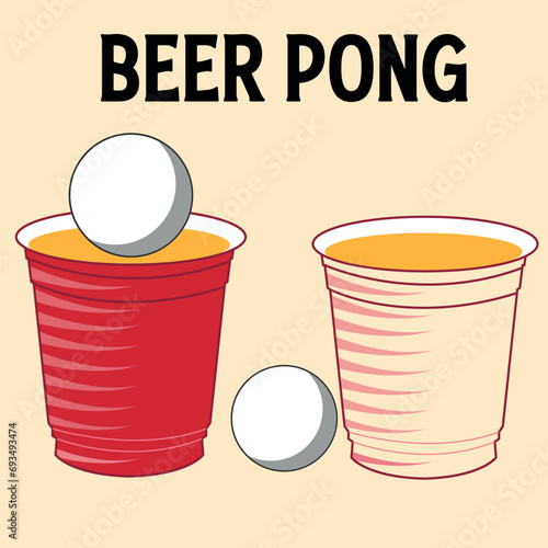 Beer pong vector beer pong cup illustration graphic