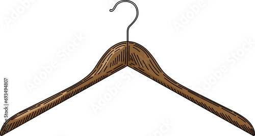 Elegant silhouette of a wooden coat hanger.
