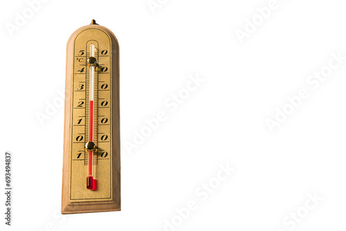 termometr wskazujący wysoką temperaturę otoczenia, bez tła.