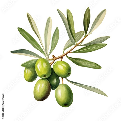 Green olive branch illustration with drupe