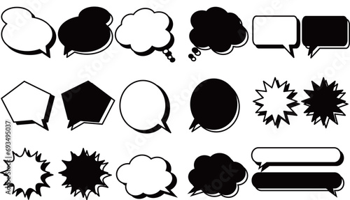 モノクロ吹き出しセット