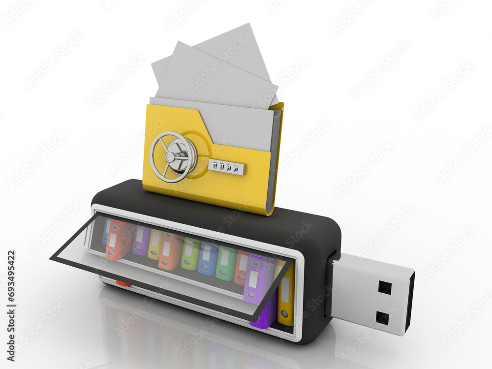 3d rendering office document Binder with pen drive near folder lock
3d rendering office document Binder with pen drive near folder lock